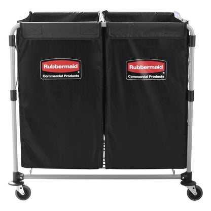 Rubbermaid Commercial Products Collapsible X Cart, Black Multistream, Steel Industrial Laundry/Trash Cart with Wheels for Hotels/Hospitals/Nursing Homes/Offices