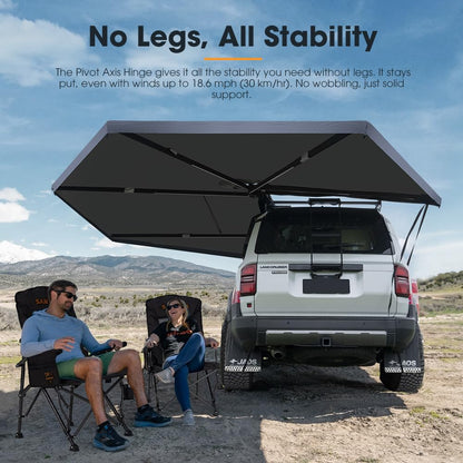 Sanhima 270 Awning Free Standing Built-in LED Light - 129.2 sq.ft Shelter Karlu Frontier Car Side Waterproof UV50+ Wind Resistant, Driver Side, 270 Degree Vehicle Awning for SUV Van Truck