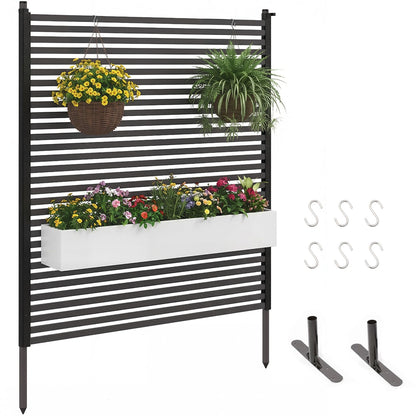 70.87" H x 47.24" W Outdoor Privacy Screens, Metal Fence Privacy Screen, Freestanding Decorative Privacy Screen with Base Feet for Patio Balcony Garden Backyard