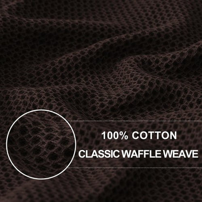 Homaxy 100% Cotton Waffle Weave Kitchen Dish Towels, Ultra Soft Absorbent Quick Drying Cleaning Towel, 13 x 28 Inches, 4-Pack, Dark Brown
