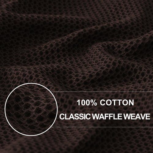 Homaxy 100% Cotton Waffle Weave Kitchen Dish Towels, Ultra Soft Absorbent Quick Drying Cleaning Towel, 13 x 28 Inches, 8-Pack, Dark Brown