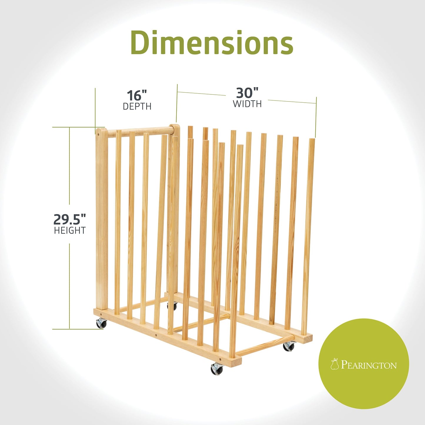 Pearington Art Storage Rack with Handle and Caster Wheels, Art Drying Rack for Studios, Gallery, Classroom, Drawing Board, Paper Pad, 16” x 29.5” x 30”