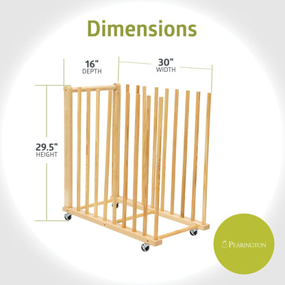 Pearington Art Storage Rack with Handle and Caster Wheels, Art Drying Rack for Studios, Gallery, Classroom, Drawing Board, Paper Pad, 16” x 29.5” x 30”