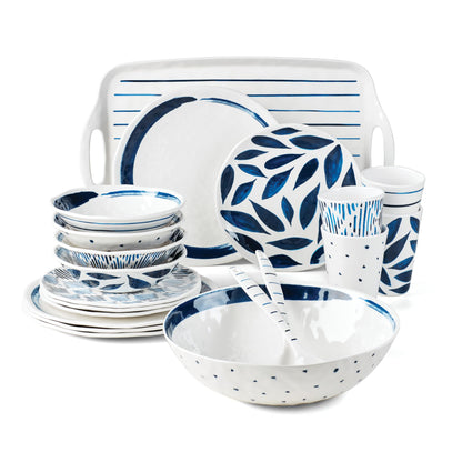 Lenox 895324 Blue Bay Melamine 20-Piece Dinnerware Set, Lightweight Melamine Material
