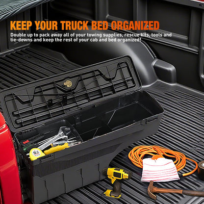 Nilight Truck Bed Tool Box Right Passenger Side Truck Tool Box Fit for Ford F-150 1999-2014 ABS Swing Case Truck Bed Storage Box with Lockable Lid Waterproof Wheel Well Toolbox Black