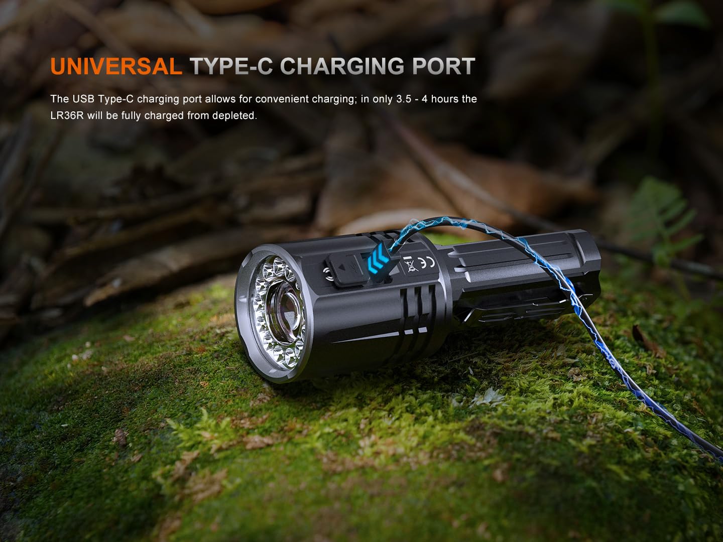 Fenix LR36R 10,000 Lumen Super Bright LED and LEP Flashlight with 1377 Yards Long Throw, USB-C Rechargeable and 2X Lumentac Organizers for Search and Rescue