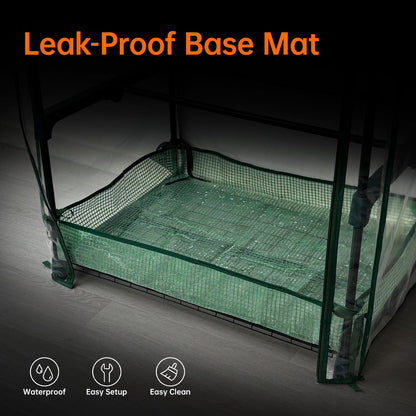 Bstrip Indoor Greenhouse with Grow Lights, PVC Tent with Waterproof Base Mat, Airflow Windows&Zippered Door, 4Pcs Grow Lights for Seed Starting with Timer, 4-Tier Greenhouse Shelf 27.2x19.3x61.8in