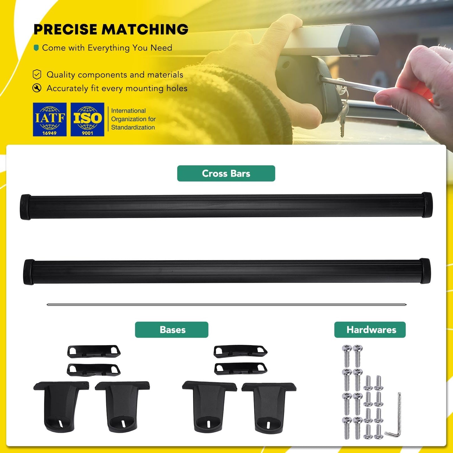 YHTAUTO Car Roof Rack Cross Bar Compatible with Chevrolet Blazer 2019-2023 w/Flush Rails Fixed Point, 165 Lbs Aluminum Alloy Cargo Bar for Rooftop Tent Kayak Bike Luggage Snowboard Ski Board Canoe
