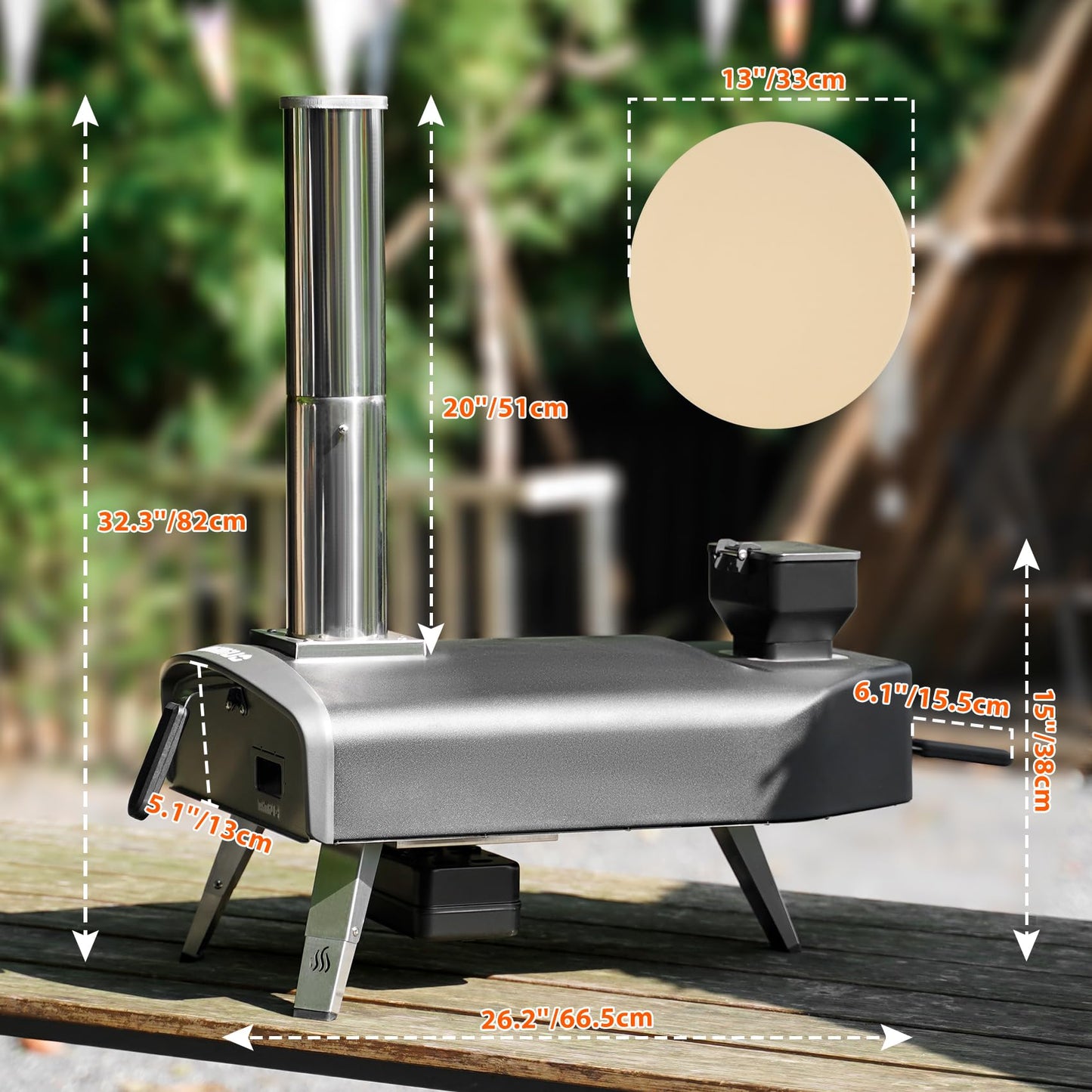 Mimiuo Outdoor Pizza Oven 12" Wood Pellet Pizza Oven with Rotating Round Pizza Stone, Portable Pizza Stove for Outside Backyard Camping Picnics