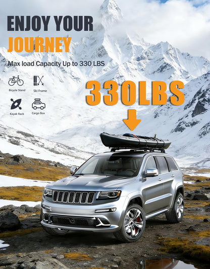 KINGGERI 330lbs Lockable Roof Racks Cross Bars Fit for Jeep Grand Cherokee Altitude & SRT & Trackhawk with Roof Black Moldings 2011-2022, Anti-Theft Aluminum Rails Crossbars Cargo Luggage