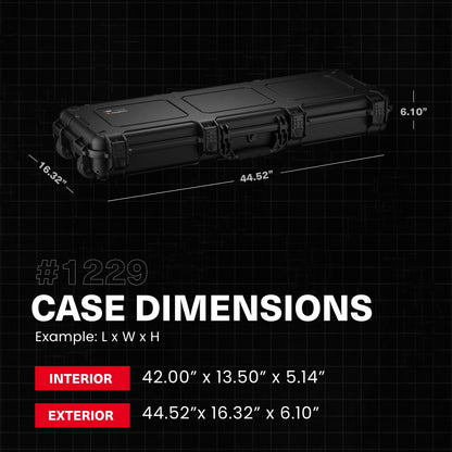 Condition 1 45” Dustproof Protective Luggage Case Model 1229, Lockable Storage Box With Customizable Foam Insert, IP67 Long Waterproof Hard Case, 44.52"x 16.32"x6.10" Black