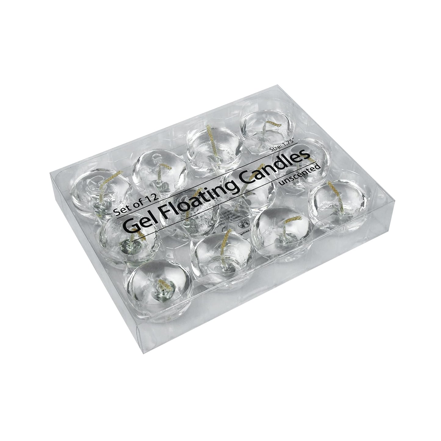 Zest Candle 12-Piece Floating Candles, 1.75-Inch, Clear Gel