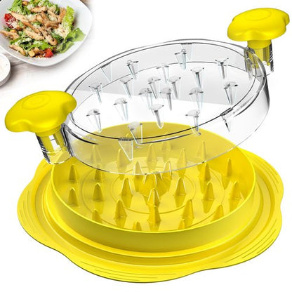 Chicken Shredder Large Chicken Breast Shredder Tool Twist with Brush&Fork, Visible Meat Shredder Machine, Anti-Slip Strip, Ergonomic Handle, BPA Free, Suitable for Pork Beef Chicken(Yellow)