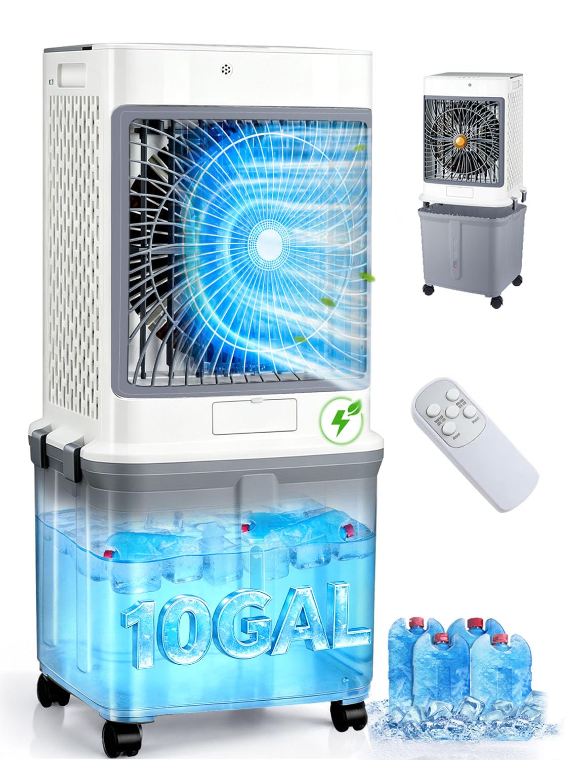 Portable Air Conditioners,Evaporative Cooler 2026 Upgraded Swamp Cooler, Windowless Portable AC Unit Cooling Fan That Blow Cold Air, 10 Gallon Water Tank,Ultra Quiet for Room,Restaurant,Indoor,Outdoor
