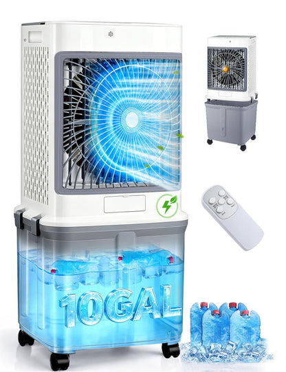 Portable Air Conditioners,Evaporative Cooler 2026 Upgraded Swamp Cooler, Windowless Portable AC Unit Cooling Fan That Blow Cold Air, 10 Gallon Water Tank,Ultra Quiet for Room,Restaurant,Indoor,Outdoor