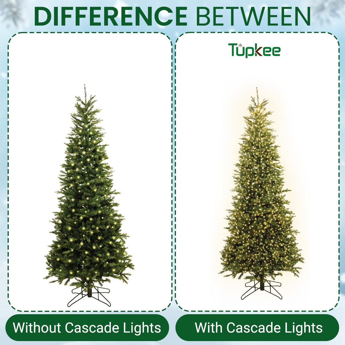Tupkee LED Christmas Tree Lights, Warm White, 8 Feet, Model JT-DC120V0700-D, Random Twinkle, 208 of 832 Lights, Plastic