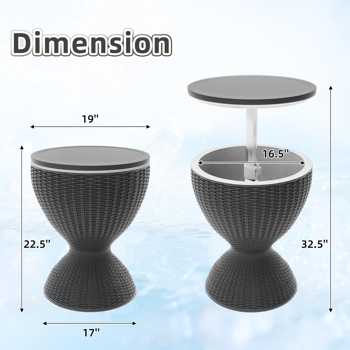 SHAREWIN Portable Outdoor Cooler Table, 8 Gallon Ice Cooler with Drainage Plug, Lift Top Lid 3-in-1 Rattan Style Patio Bar Side Table – Perfect for Parties