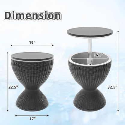 SHAREWIN Portable Outdoor Cooler Table, 8 Gallon Ice Cooler with Drainage Plug, Lift Top Lid 3-in-1 Rattan Style Patio Bar Side Table – Perfect for Parties