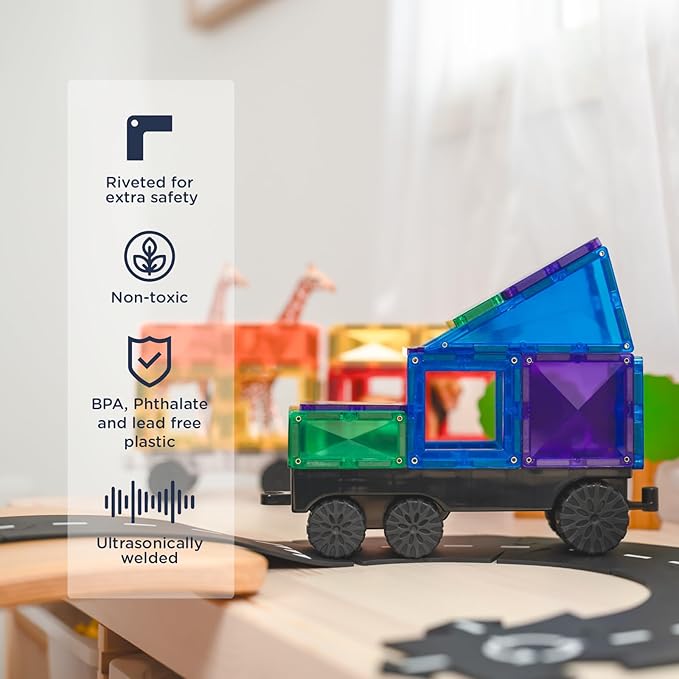 CONNETIX Magnetic Tiles Rainbow Transport Pack 50 Pieces