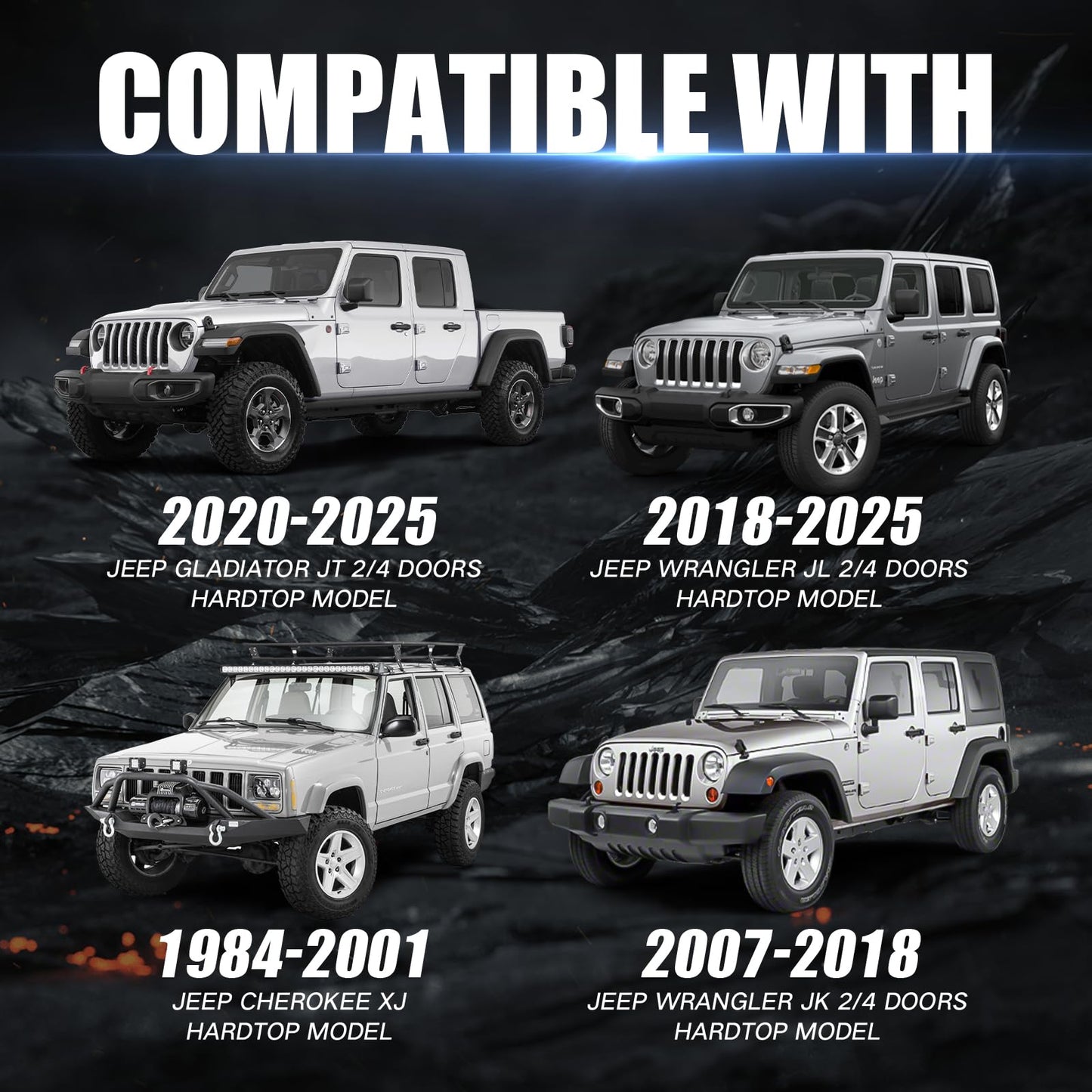 PRYNTO Max 400lbs Load Capacity Crossbars Roof Rack Cross Bars for Wrangler JK JL 2007-2025 & Gladiator JT 2020-2025, Cherokee XJ 1984-2001