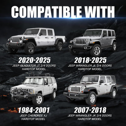 PRYNTO Max 400lbs Load Capacity Crossbars Roof Rack Cross Bars for Wrangler JK JL 2007-2025 & Gladiator JT 2020-2025, Cherokee XJ 1984-2001