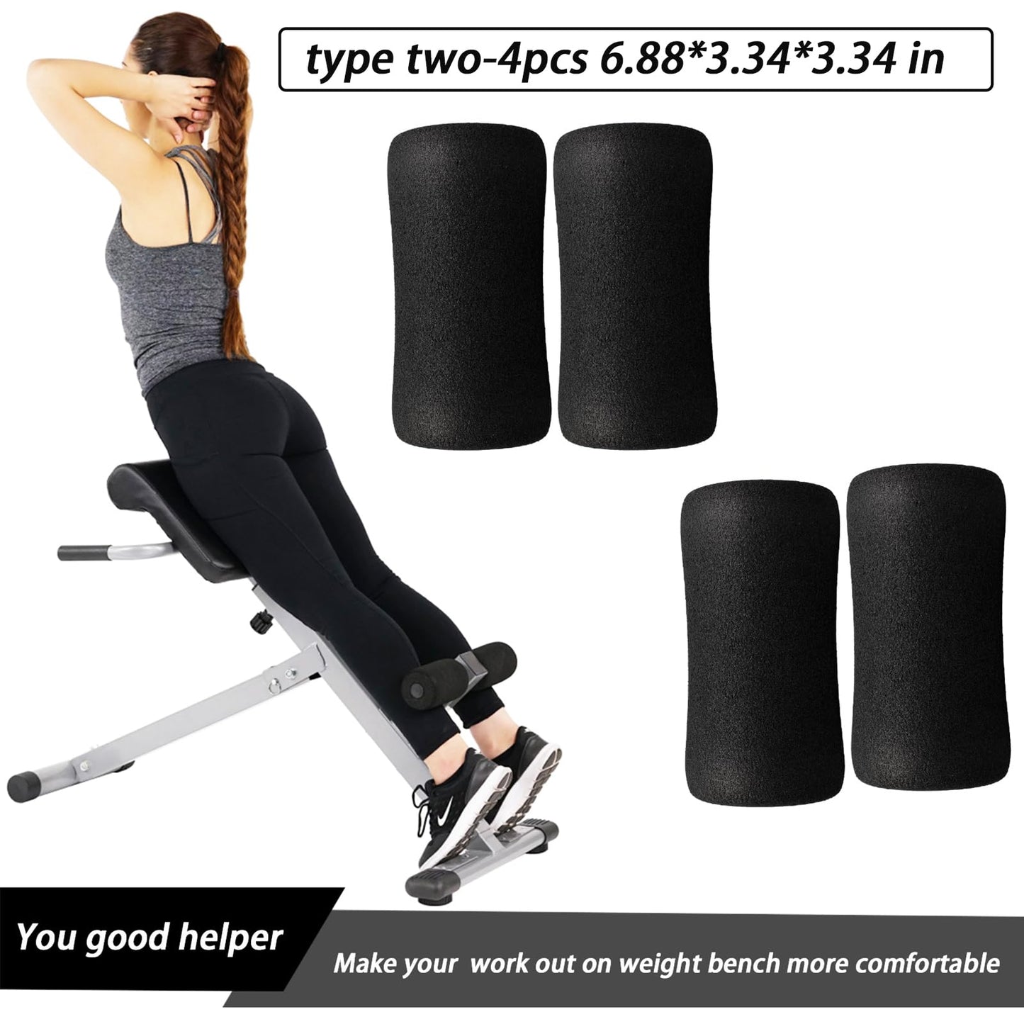 Foot Foam Pads Rollers(7.87in*3.14in*3.14in) for Exercise Machine, Inversion Table, Workout Bench, Sits Ups Replacement Parts, Home Gym Accesories