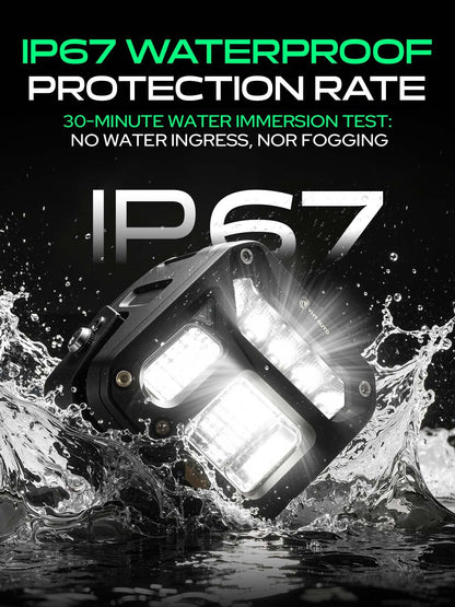 YHTAUTO 4 Inch LED Pod Lights & Light Cover 40W 4800LM 5700K Driving 10x25°Beam Off Road Camper Working Light Bars for 4x4 Pickup Truck ATV UTV Dirt Bike Motorcycle Boat Trailer IP67 Waterproof Lamp