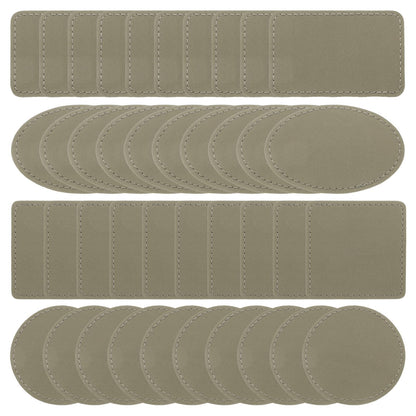 MECCANIXITY Blank Leatherette Patches, Faux Leather Hats Patches Sets with Adhesive Iron-on Heat Press Laserable Rustic for Hats DIY Fabric Repair Sew(Light Brown, Pack of 60)