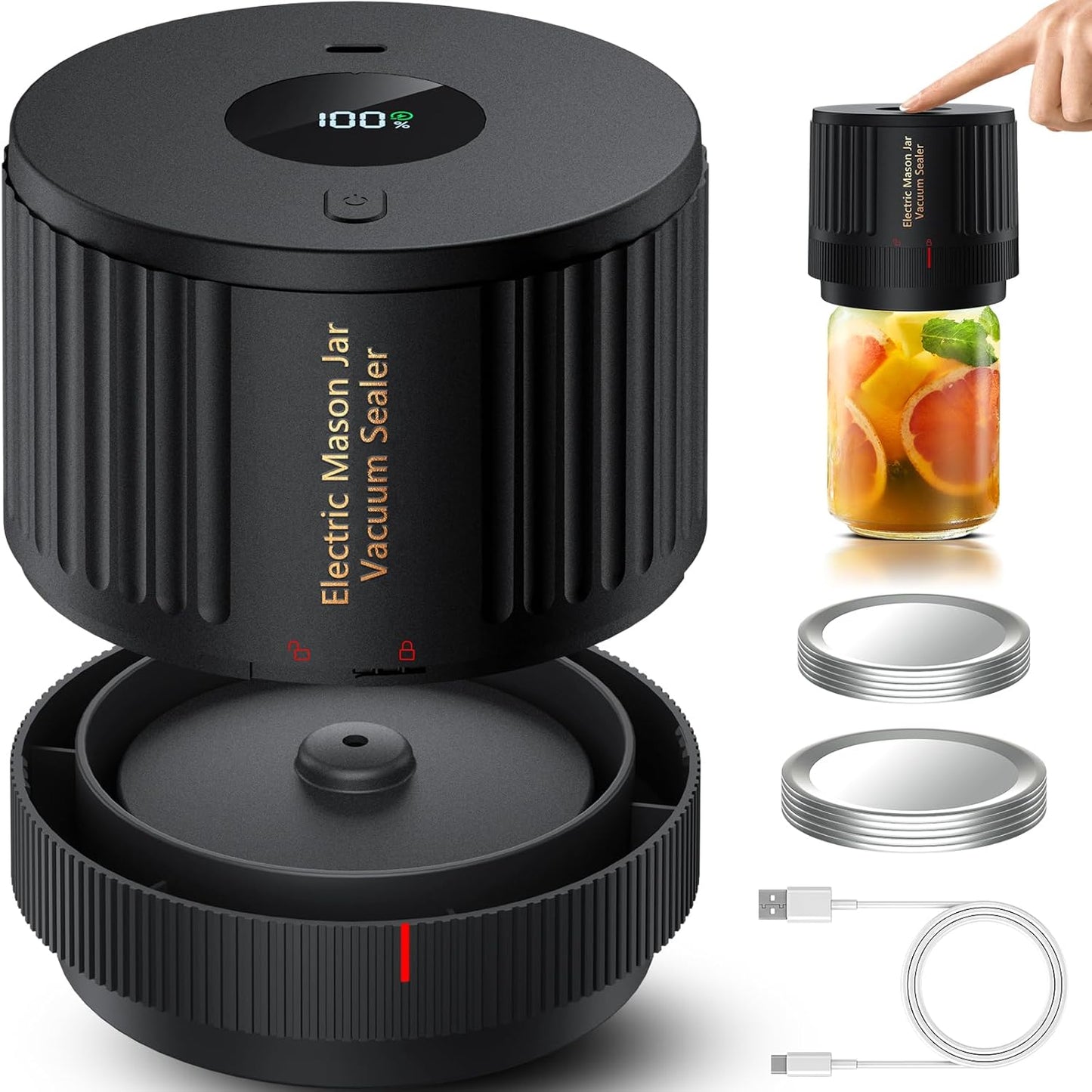 LOVE MOMENT Electric Mason Jar Vacuum Sealer Kit - Ideal for Wide & Regular Mouth Jars