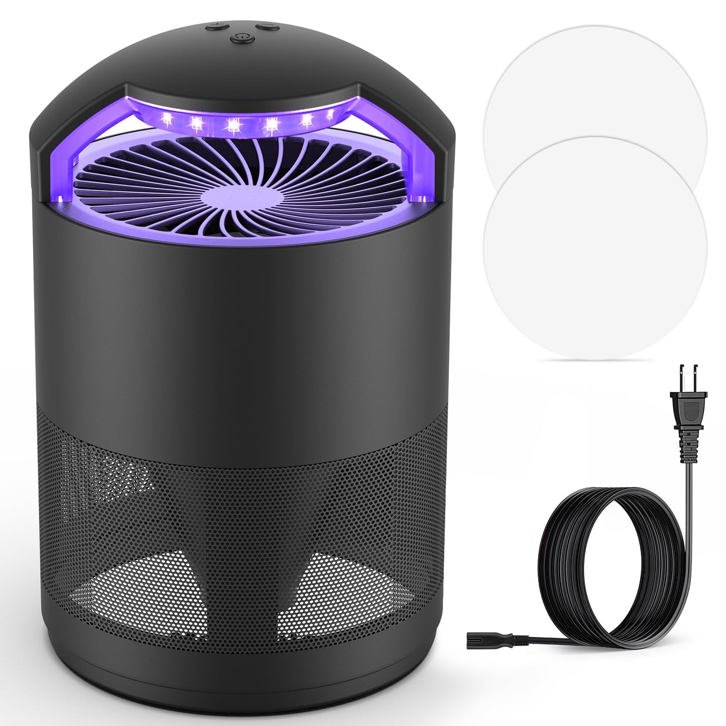 Fruit Fly Traps for Indoors, Catcher & Killer with Upgraded Purple Light, 3-Speed Fan Suction & Sticky Boards for Mosquito, Gnat & Moth, Electric Flying Insect Trap for Home, Kitchen, Bedroom, Plants