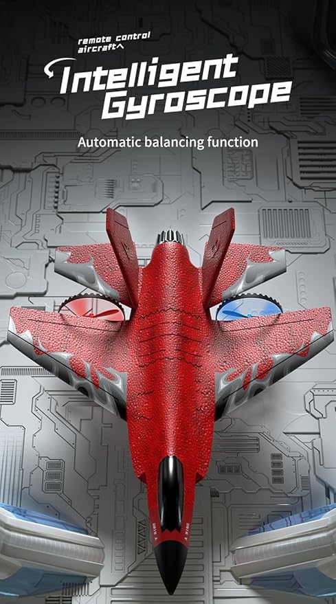 F35 RC Airplane Easy to Fly Foam RC Plane Remote Control Plane 2 Channel with Smart Gyro/Lights/Battery Rc Glider Jet Toy Gift for Kids Boys Adults 8-16 Year Old (Red)