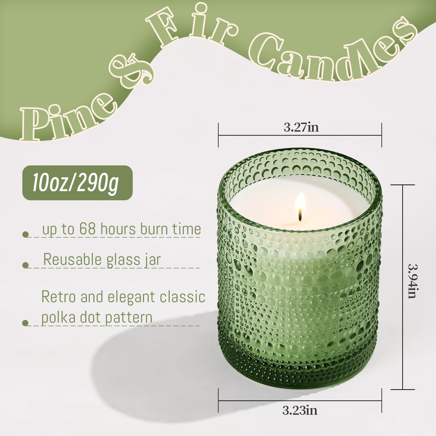 DARJEN Pine& Fir Candles for Home- 10oz 68H Natural Soy Wax Aromatherapy Jar Candle with Strong Scent, Decorative Aesthetic Candles for Odor Elimination, Living Room, Kitchen, Luxury Gift