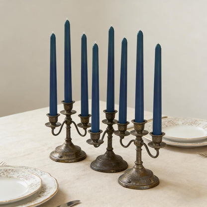 8 Pack 10 Inch Navy-Blue Smooth Taper Candle Set, 7/8 Inch Unscented Driples Candlesticks for Home Decoration, 6-7 Hours Burn