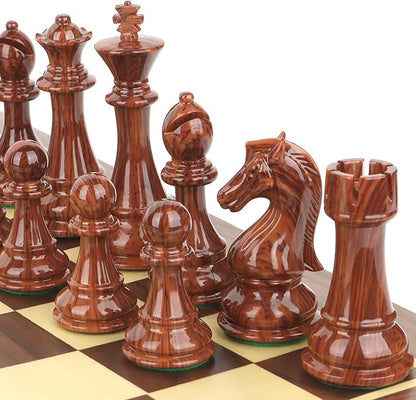 Large High Polymer Weighted Chess Pieces with 3.8'' King - 2 Extra Queens Tournament Chess Set - Chess Pieces Only Travel Chess Sets with Storage Bag for Family Board Game Gift