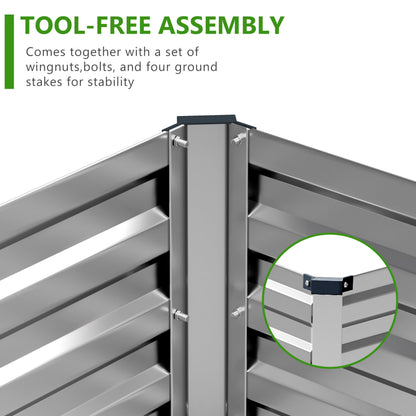 Easllre 2PCS 8x4x1ft Galvanized Raised Garden Bed,Outdoor Planter Box Metal Patio Kit Planting Bed for Vegetables Flowers Herb,Silver