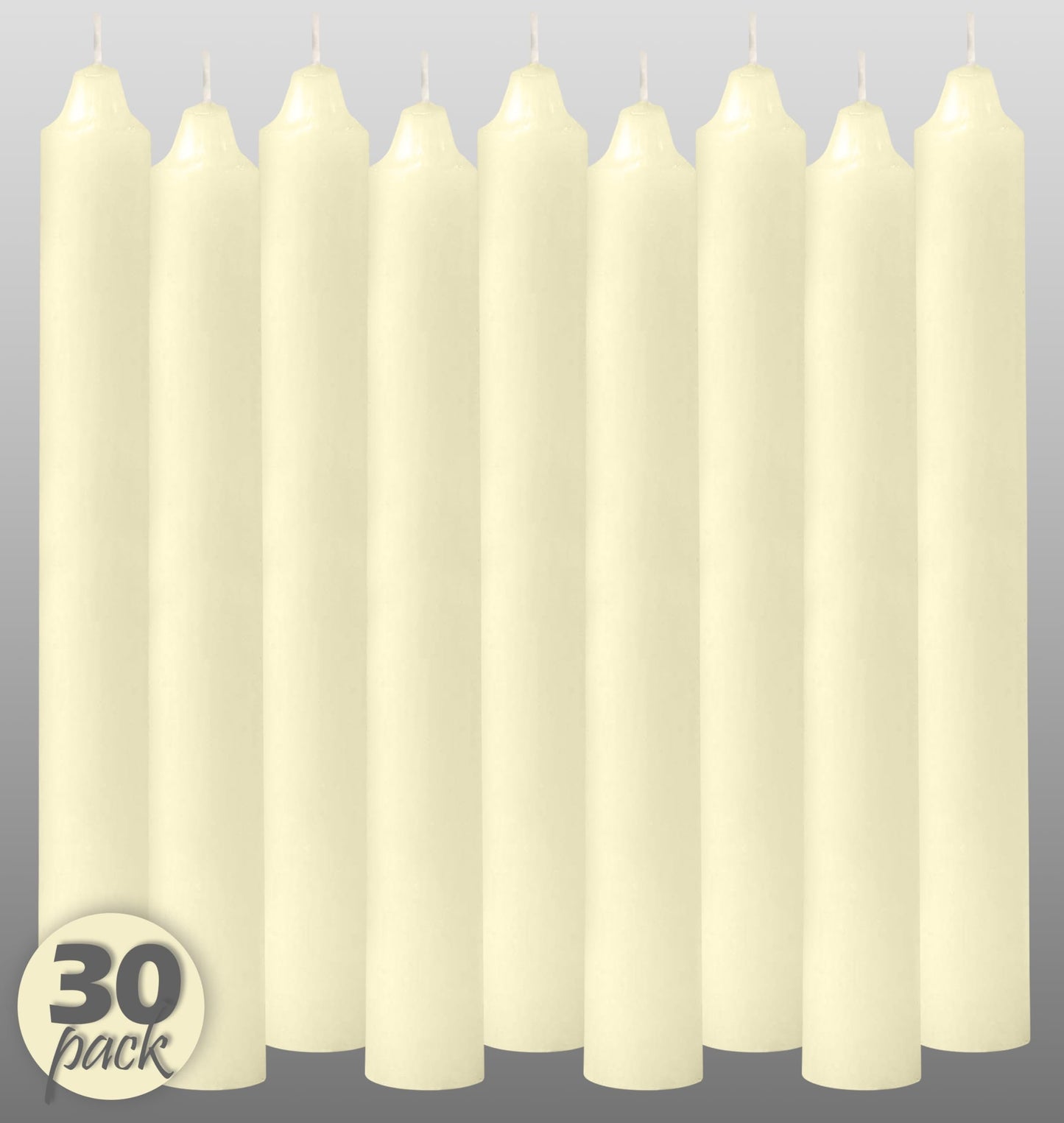 Hyoola Taper Candles - 7 Inch Ivory Dripless, Unscented Dinner Candle - 30 Pack European Made Candles 6 Hour Burn Time