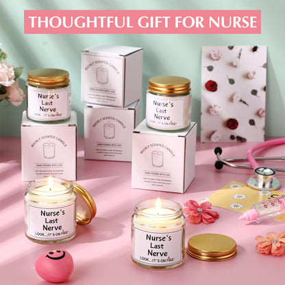 MTLEE 8 Pcs Nurses Gifts Bulk for Women, Nurse's Last Nerve Scented Candles 3.5 oz Candle CNA Gifts for Christmas Women Female Graduation Birthday Present