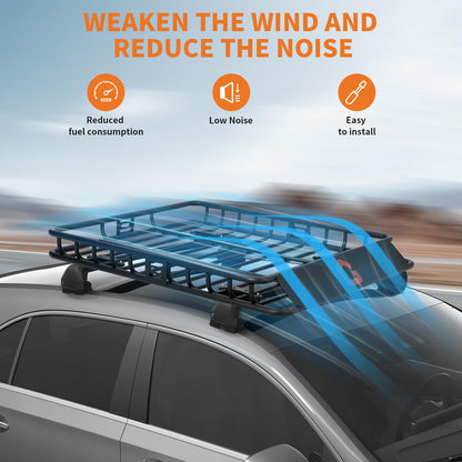 Roof Rack Cargo Basket,46"x36"x4.5" Heavy Duty Steel Carrier with Cargo Net, 200LB Capacity for Trucks & SUVs
