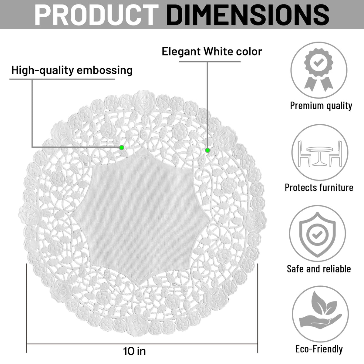 The Baker Celebrations White Paper Lace Doilies, Round, 10-inch, 100 Count