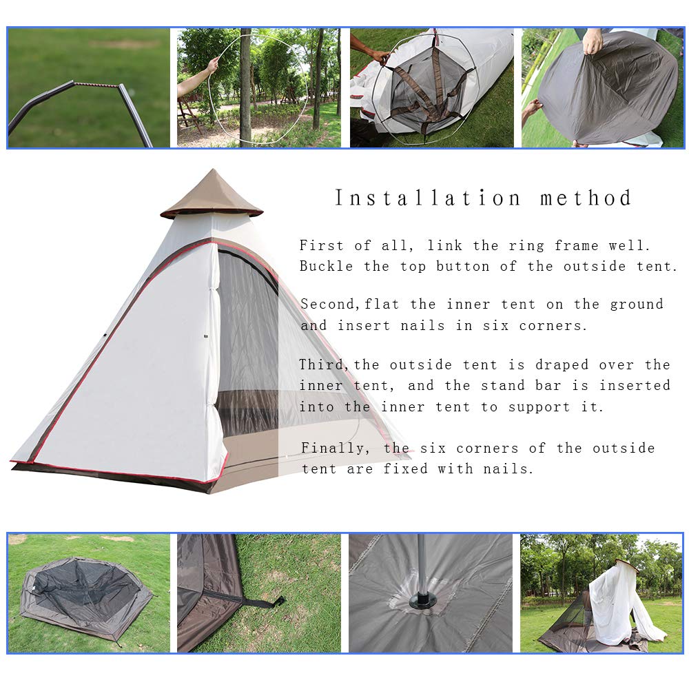 12'x10'x8'Dome Camping Tent 5-6 Person 4 Season Double Layers Waterproof Anti-UV Windproof Tents Family Outdoor Camping Tent
