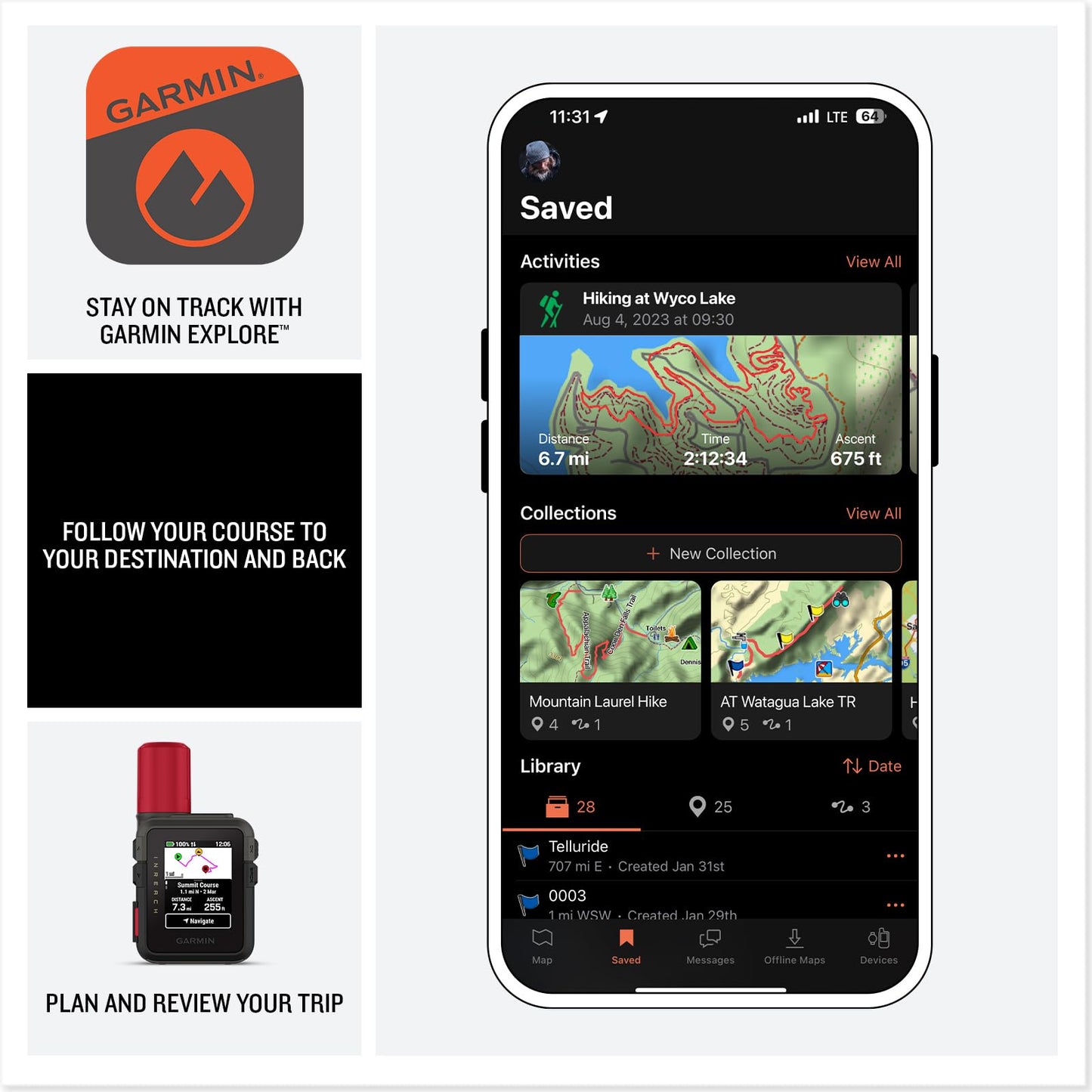 Garmin inReach® Mini 3 Plus, Rugged Global Satellite Communicator with Touchscreen Texting, Photo & Voice Messaging, Emergency SOS Messages & Battery Up to 350 Hours with 10-min inReach® Tracking