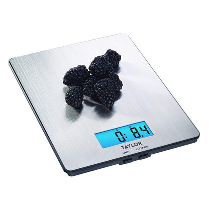 Taylor 11lb Stainless Steel Digital Kitchen Scale, Ultra-Thin, Silver