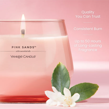 Yankee Candle Studio Scented Candle with up to 50 Hour Burn Time, Premium Plant Wax Blend for Consistent Burn, 10 oz Jar Candle with Room Filling Fragrance, Pink Sands (Pack of 1)