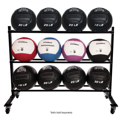 Champion Sports Three Tier Ball Storage Rack with Swivel Caster Wheels