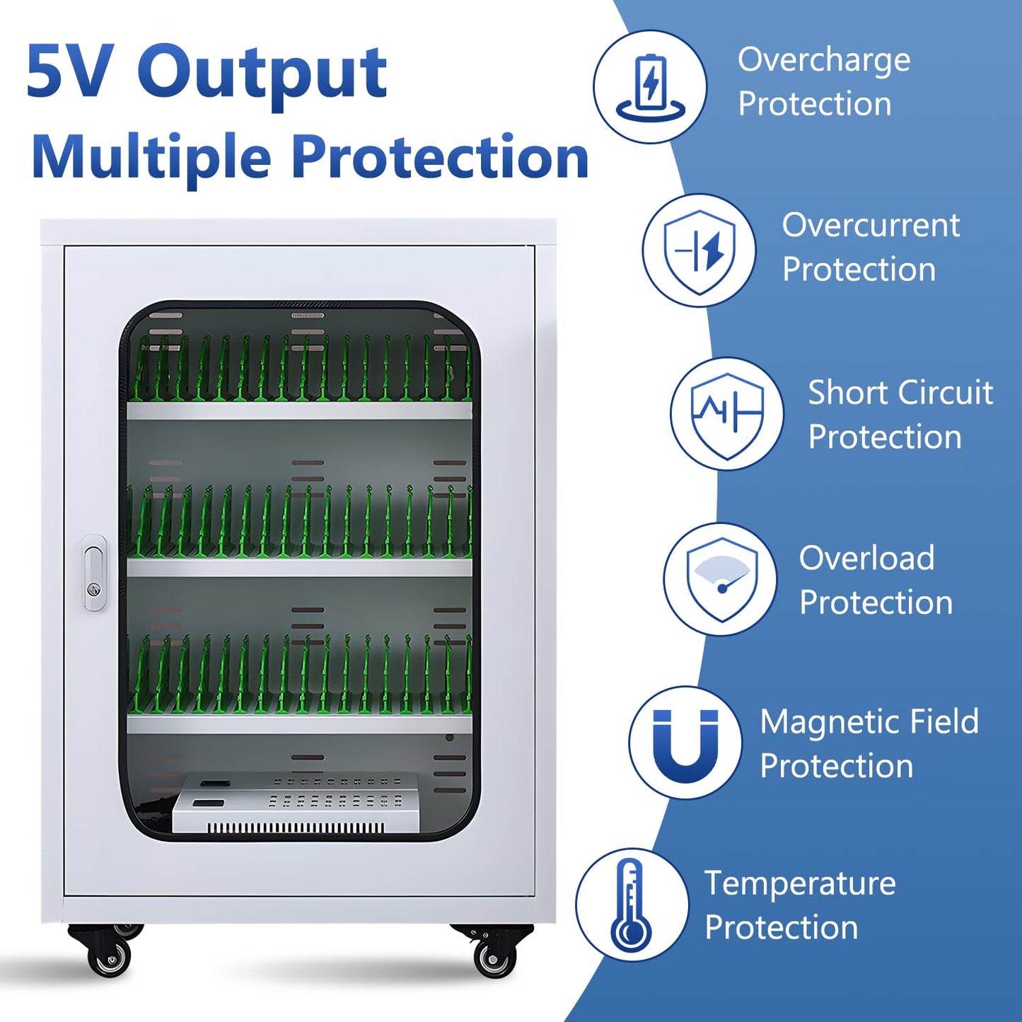 zyiesrsq Mobile Charging Cabinet for Cell Phone, 50 Device Charging Station, USB Charging Cart Locker, with Wheels & Combination Lock, Secure Phone Storage Cabinet (50Slots)