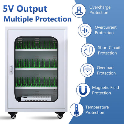 zyiesrsq Mobile Charging Cabinet for Cell Phone, 50 Device Charging Station, USB Charging Cart Locker, with Wheels & Combination Lock, Secure Phone Storage Cabinet (50Slots)