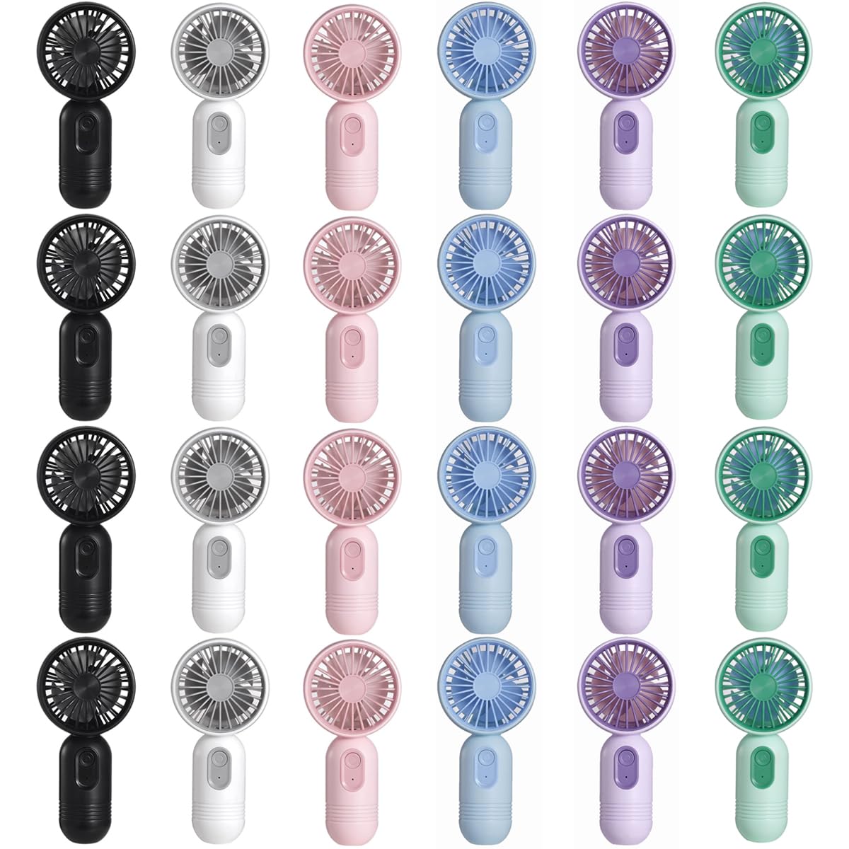 Mini Portable Fan 24 Pack, Cute Handheld Battery Operated Lightweight Small Personal Fans with 3 Speeds and USB Rechargeable Eyelash Fan for Stylish Girl Kids Women Men Office Outdoor Travel Camping