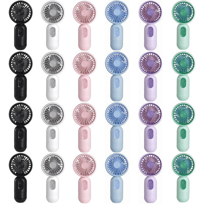 Mini Portable Fan 24 Pack, Cute Handheld Battery Operated Lightweight Small Personal Fans with 3 Speeds and USB Rechargeable Eyelash Fan for Stylish Girl Kids Women Men Office Outdoor Travel Camping