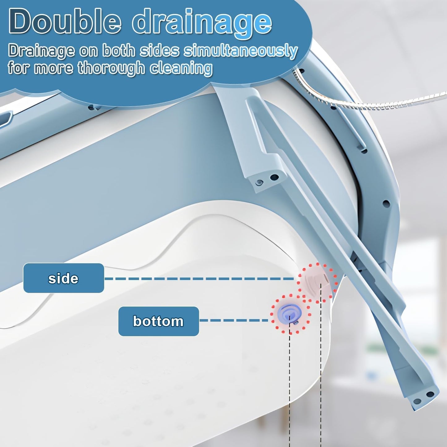 51" Large Foldable Portable Bathtub for Adults | Collapsible Bathtub with Dual Drains[Smooth Drain] | Folding Bath Tub for Shower Stall | Soaking Tub for Bathroom | Ice Hot Bath Tubs Blue