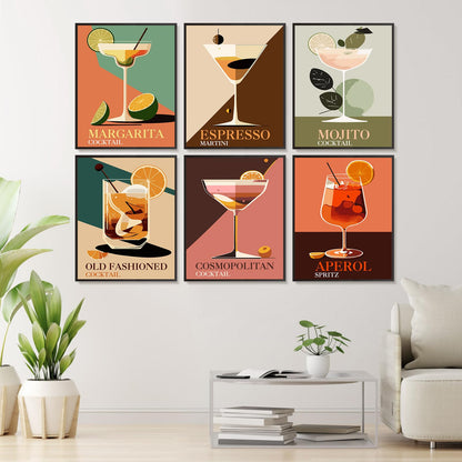 6 Pack Paint by Numbers Kit for Adults Beginners - 8x10 Inch Cocktail Adult Paint by Number Kits on Canvas, Cocktail DIY Acrylic Oil Number Painting Kits for Adults, Perfect for Gift Home Decor